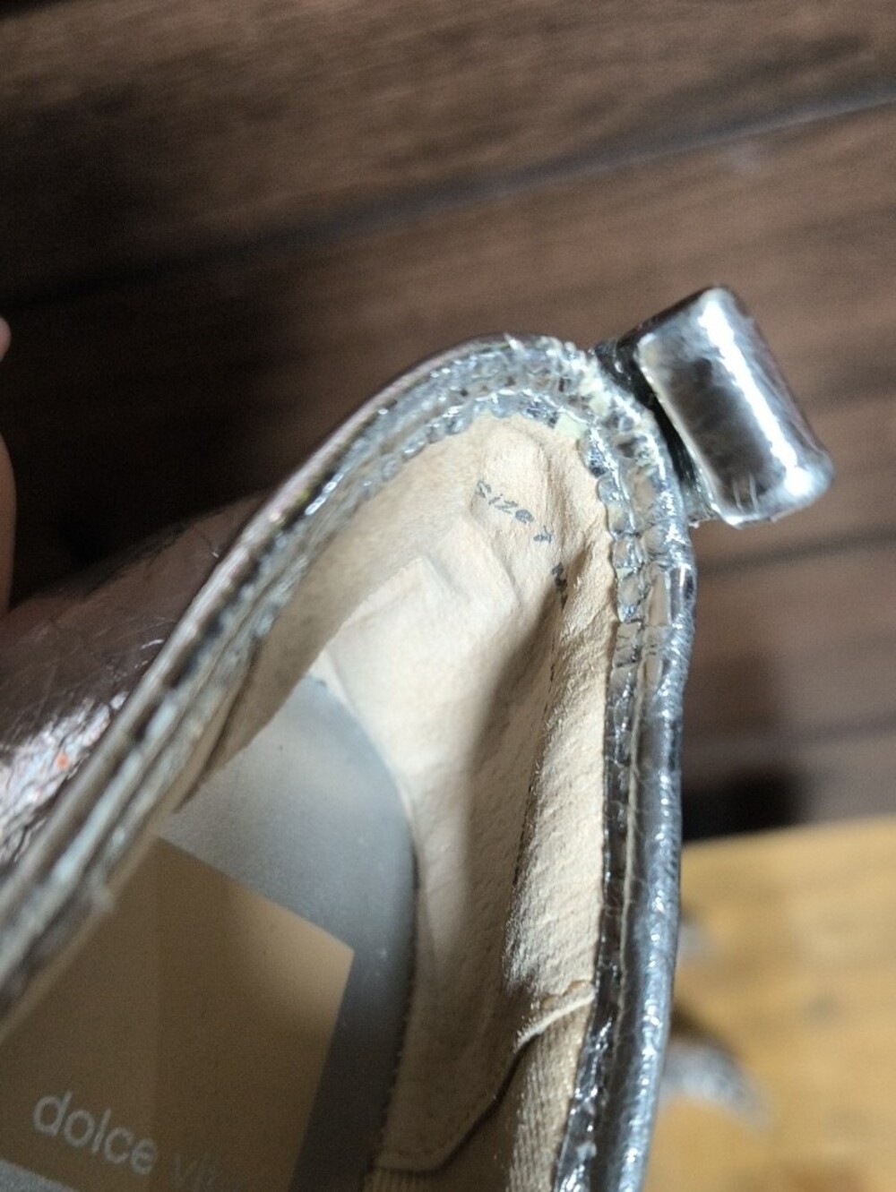 Dolce Vita Silver Croc-Embossed Double-Strap Flats - Picture 7 of 7